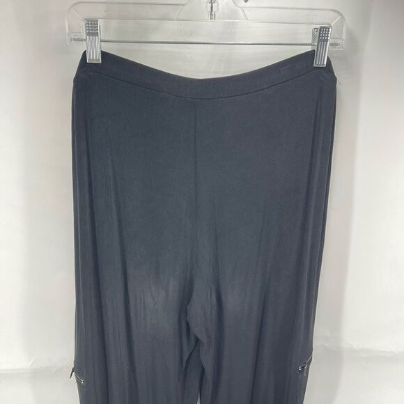 Chico's Womens Pull On Travellers Pants Zip Pocket Crop Stretch Black large 2 - Picture 3 of 10